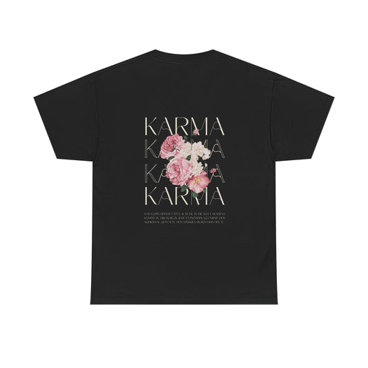 Karma Floral Unisex Heavy Cotton Tee | Spiritual Quote Shirt | Mindfulness & Positivity | Zen Aesthetic | Casual Streetwear