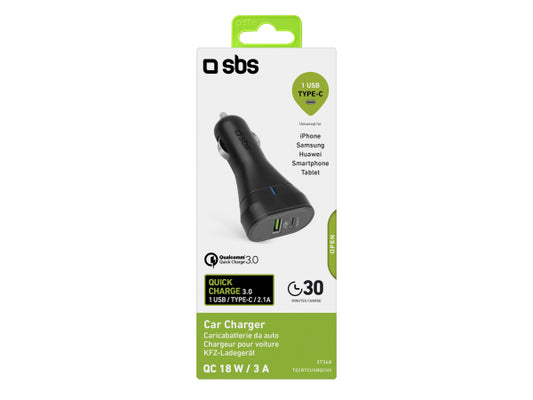 SBS Autoladegerät Typ C- und USB-Quick Charge-Ausgang