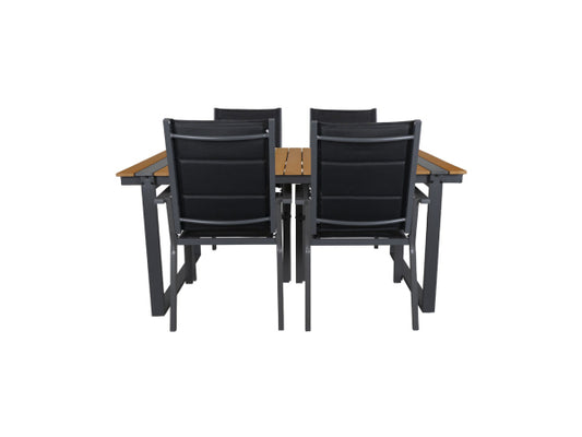 CONTINI Gartentischset 180x90xm mit 4 Stühlen