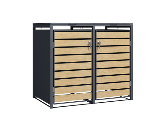 Holmberg Mülltonnenbox für 2x 60L/120L/240L Boxen 2 Türen