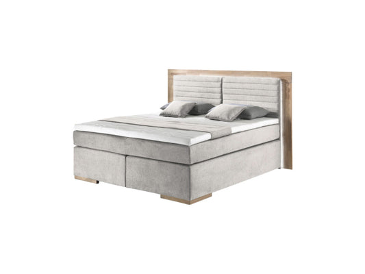 naturoo Boxspringbett Marcel 180x200cm beige inkl. Premium Topper & LED Beleuchtung