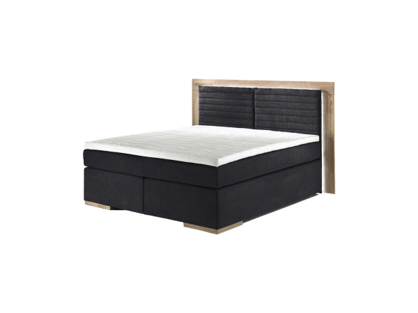 naturoo Boxspringbett Marcel 160x200cm schwarz inkl. Premium Topper & LED Beleuchtung Kaufuniversum - naturoo Boxspringbett Marcel 160x200cm schwarz inkl. Premium Topper & LED Beleuchtung
