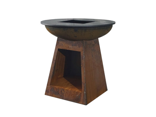 Mr.Grill Feuerschale mit Holzfach & Grillring Rusty