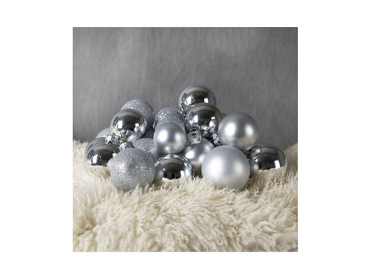 FS-STAR Weihnachtskugeln 34er Set silber