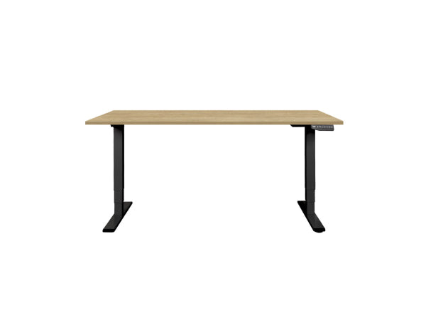 CONTINI höhenverstellbarer Bürotisch 1.6x0.8m Eiche / Gestell ET225E schwarz RAL 9005 Kaufuniversum - CONTINI höhenverstellbarer Bürotisch 1.6x0.8m Eiche / Gestell ET225E schwarz RAL 9005