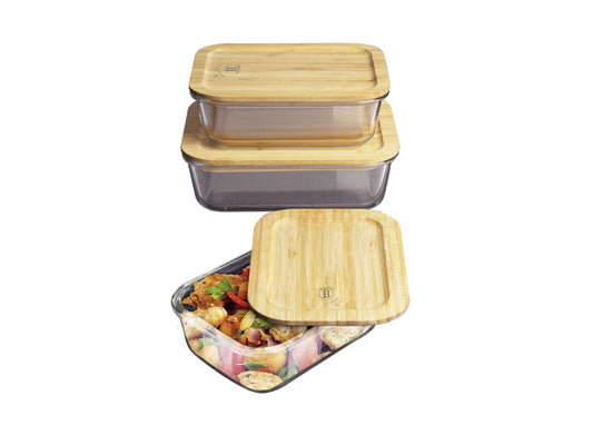 Berlinger Haus Vorratsschale Glas 3 Stk. mit Bambusdeckel