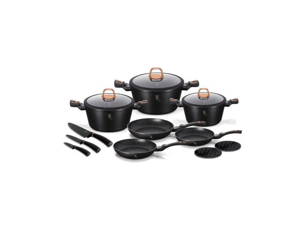Berlinger Haus 14 pcs Marble Coating Cookware Set (Black Rose) Kaufuniversum - Berlinger Haus 14 pcs Marble Coating Cookware Set (Black Rose)