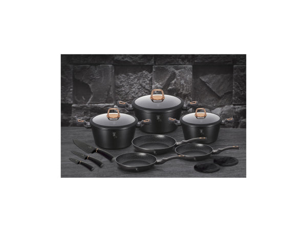 Berlinger Haus 14 pcs Marble Coating Cookware Set (Black Rose) Kaufuniversum - Berlinger Haus 14 pcs Marble Coating Cookware Set (Black Rose)