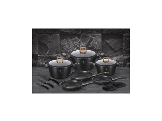 Berlinger Haus 14 pcs Marble Coating Cookware Set (Black Rose)