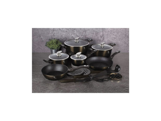 Berlinger Haus 18-teiliges Kochgeschirr-Set Shiny Black Edition