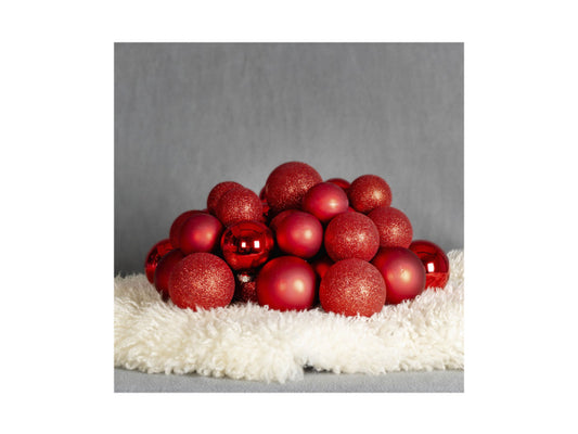 FS-STAR FS Star Weihnachtskugel 42er Set Glas, Rot