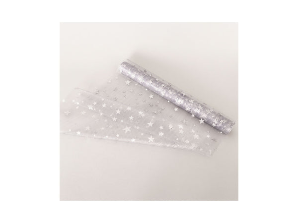 dameco Dekostoff "Organza" silber + silbrige Sterne 36x300cm Kaufuniversum - dameco Dekostoff "Organza" silber + silbrige Sterne 36x300cm