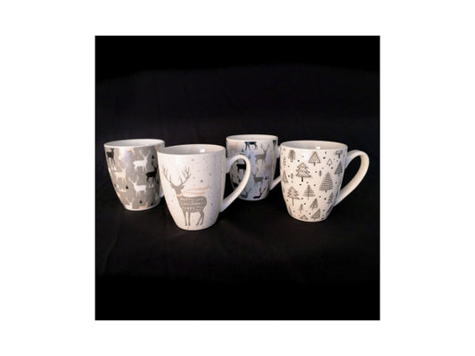 dameco XMAS Keramik Tassen 4er Set mit 4 Designs H 11cm