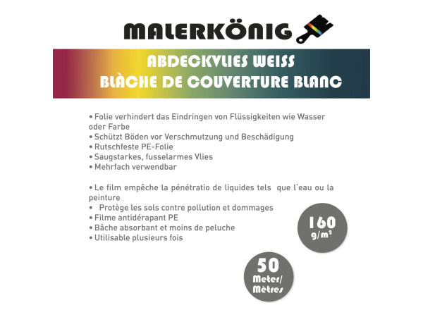 Malerkönig Abdeckvlies 160g/m2 50x1m Kaufuniversum - Malerkönig Abdeckvlies 160g/m2 50x1m