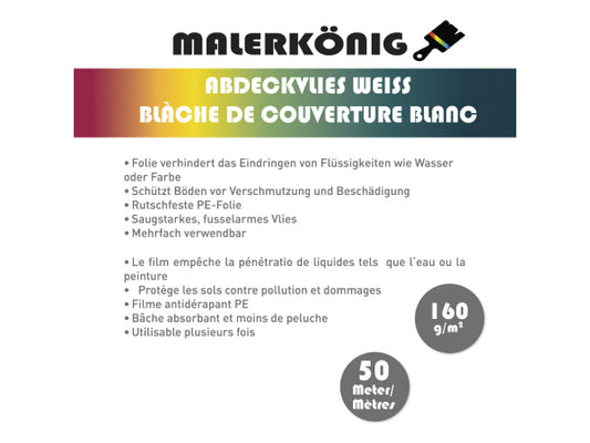 Malerkönig Abdeckvlies 160g/m2 50x1m