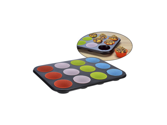 FS-Star Muffin-Backform mit Silikonförmchen für 12 Muffins