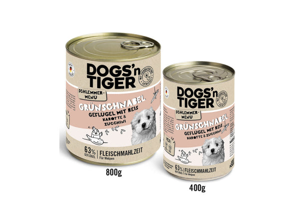 Dogs'n Tiger Schlemmermenü Hund Grünschnabel 400g Kaufuniversum - Dogs'n Tiger Schlemmermenü Hund Grünschnabel 400g