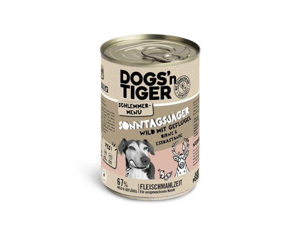 Dogs'n Tiger Schlemmermenü Hund Sonntagsjäger 400g Kaufuniversum - Dogs'n Tiger Schlemmermenü Hund Sonntagsjäger 400g