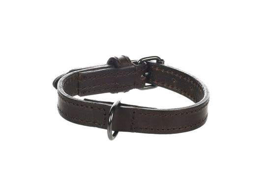 Flamingo Halsband Leder Denver braun XS