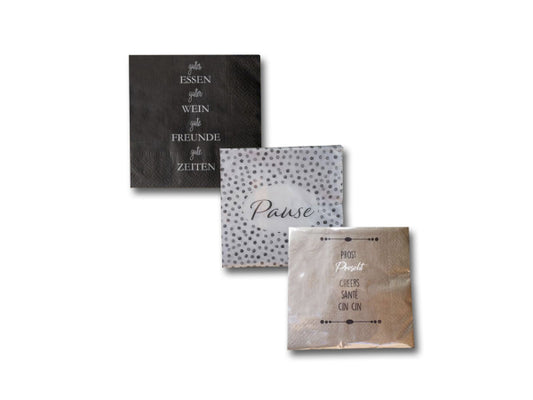 Schneider Korbwaren Servietten-Set Prost, Pause & Essen