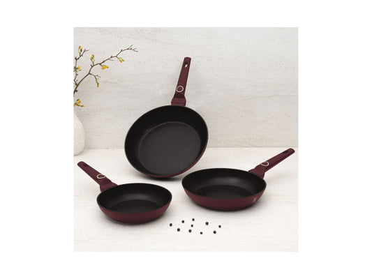 Berlinger Haus 3-teiliges Bratpfannen Set Ø 20/24/28 cm matt bordeaux Leonardo Collection