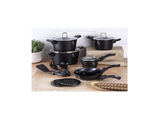 Berlinger Haus 15-teiliges Kochgeschirr-Set Black Silver Collection