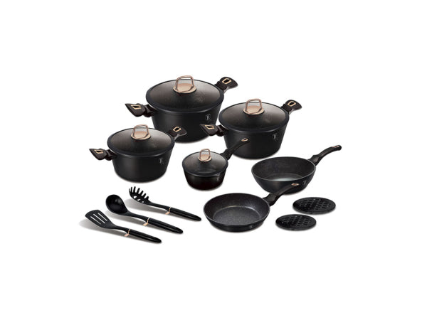 Berlinger Haus 15-teiliges Kochgeschirr-Set Black Rose Collection Kaufuniversum - Berlinger Haus 15-teiliges Kochgeschirr-Set Black Rose Collection