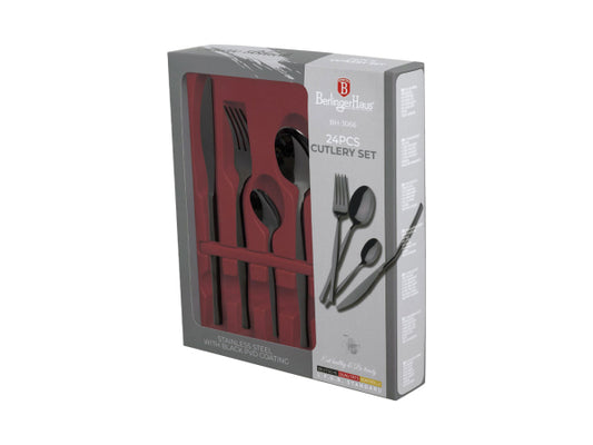 Berlinger Haus 24 teiliges Besteckset breit Matte Black Collection
