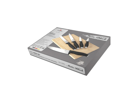 Berlinger Haus 6-teiliges Messerset mit Bambus Schneidebrett Matte Black Collection