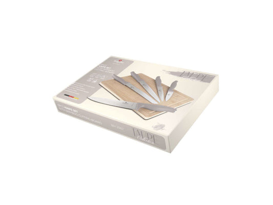 Berlinger Haus 6-teiliges Messerset mit Bambus Schneidebrett matt Taupe Collection