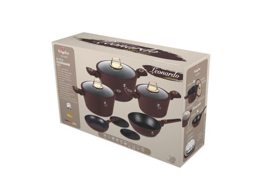 Berlinger Haus 10-teiliges Kochgeschirr-Set matt bordeaux Leonardo Collection