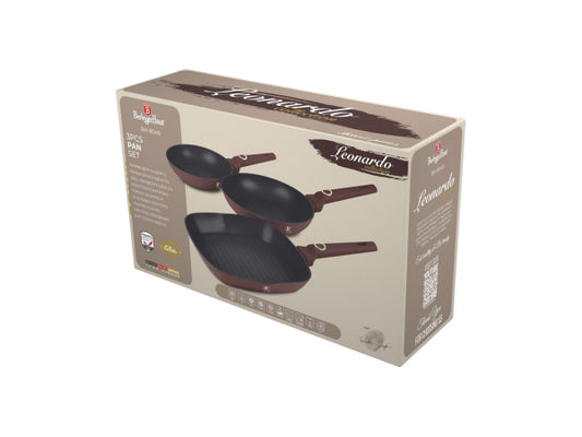 Berlinger Haus 3-teiliges Bratpfannen Set Ø 20/24/28cm matt bordeaux Leonardo Collection