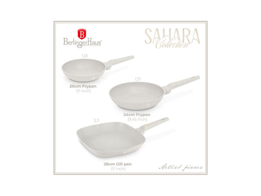 Berlinger Haus 3-teiliges Bratpfannen Set Ø 20/24/28cm matt cream Sahara Collection