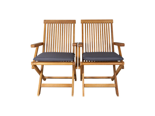 CONTINI Gartenstuhl klappbar Kissen anthrazit (2er-Set) Eucalyptus