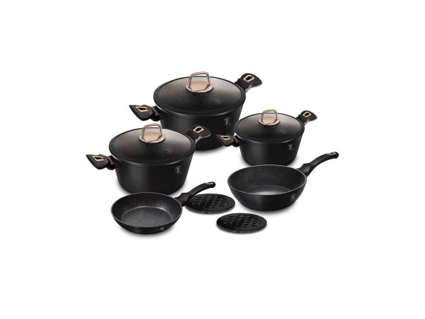 Berlinger Haus 10 pcs Marble Coating Cookware Set (Black Rose) Kaufuniversum - Berlinger Haus 10 pcs Marble Coating Cookware Set (Black Rose)