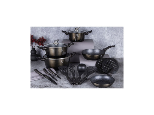 Berlinger Haus 17-teiliges Kochgeschirr-Set Metallic Line Shiny Black Edition
