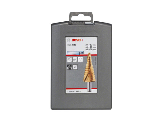 Bosch Professional Bosch 3-teiliges HSS-TiN-Stufenbohrerset 4-12/4-20/6-30