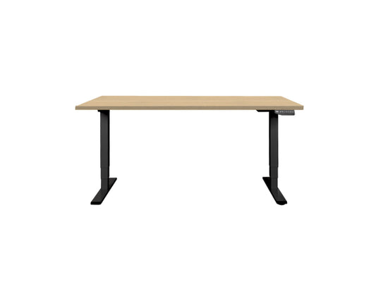 CONTINI höhenverstellbarer Bürotisch 1.6x0.80m Ahorn Natur / Gestell ET225E schwarz RAL 9005