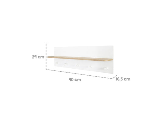 roba Wandgarderobe Ava mit Ablage weiss