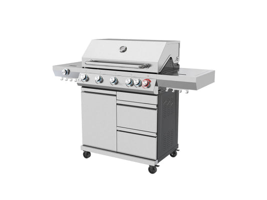Mr.Grill Gasgrill Expert 6 Brenner + Seitenbrenner Edelstahl