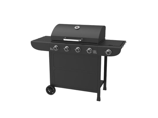Mr.Grill Gasgrill 4 Brenner + Seitenbrenner schwarz