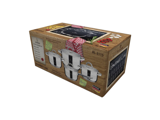 Blaumann Kochtopf Set 6.5L/3.9L/2.9L/2.1L Edelstahl Gourmet Line