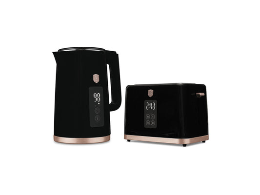 Berlinger Haus Wasserkocher & Toaster mit Digitalanzeige Black Rose Collection