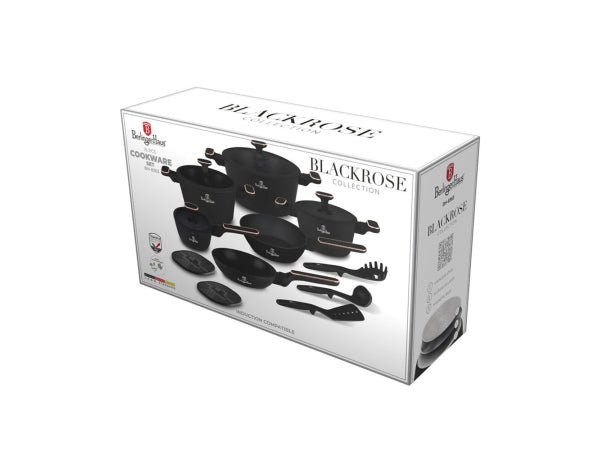 Berlinger Haus 15-teiliges Kochgeschirr-Set PRO Black Rose Collection Kaufuniversum - Berlinger Haus 15-teiliges Kochgeschirr-Set PRO Black Rose Collection