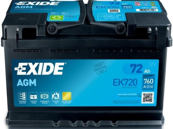 Exide Start-Stop AGM 12V/72Ah/760A LxBxH 278x175x190mm/B13/S:0 Kaufuniversum - Exide Start-Stop AGM 12V/72Ah/760A LxBxH 278x175x190mm/B13/S:0