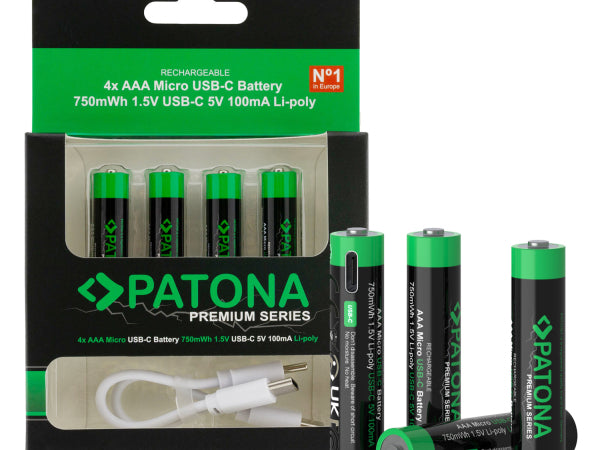 Patona Premium Akku 4x Micro AAA USB-C Kaufuniversum - Patona Premium Akku 4x Micro AAA USB-C