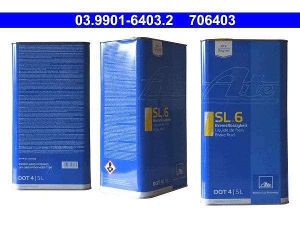ATE Bremsflüssigkeit SL.6 DOT4 Gebinde 5 L. Kaufuniversum - ATE Bremsflüssigkeit SL.6 DOT4 Gebinde 5 L.