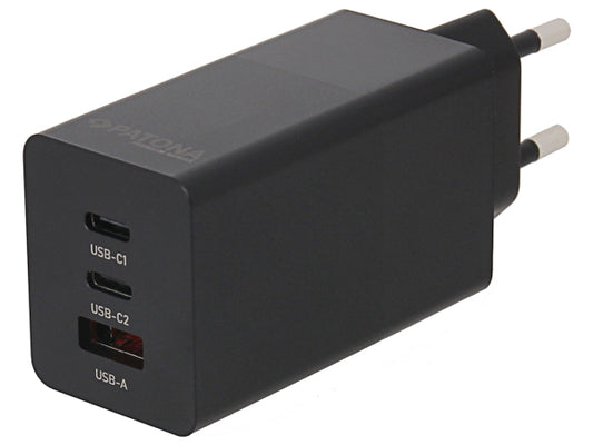 Patona GaN PD 65W 2xUSB-C + USB-A Black