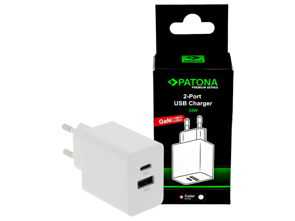Patona GaN PD 35W USB-C USB-A white Kaufuniversum - Patona GaN PD 35W USB-C USB-A white
