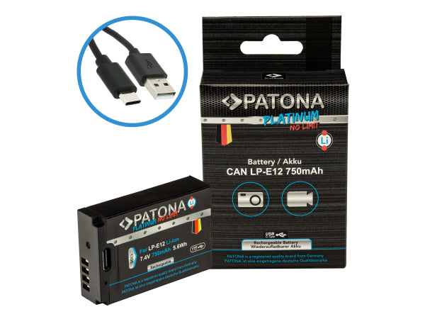 Patona Platinum USB-C Canon LP-E12 Kaufuniversum - Patona Platinum USB-C Canon LP-E12